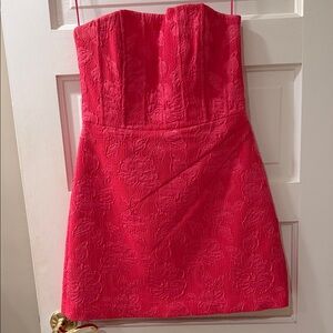 Alice + Olivia Strapless Textured Pink Dress